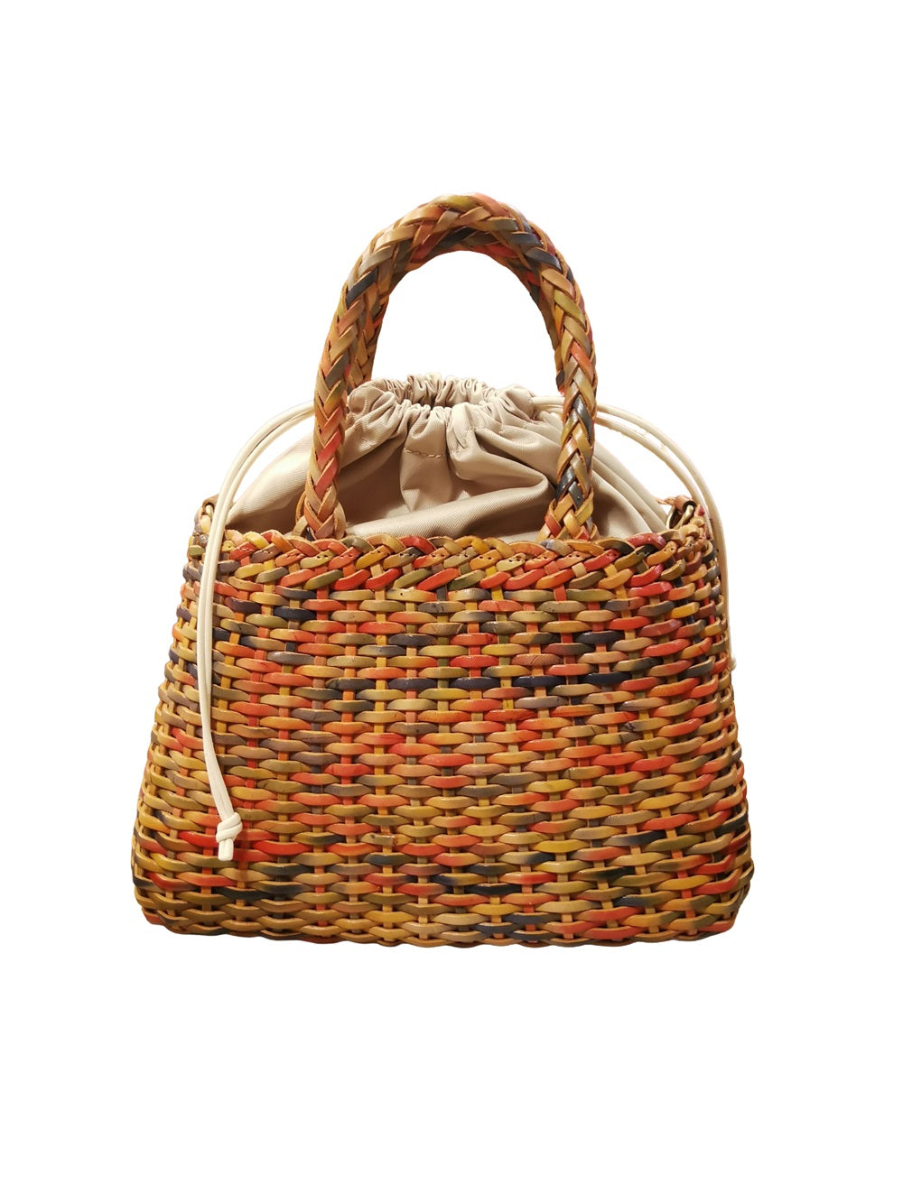 Borsa grande con doppi manici e tracolla in pelle intrecciata Bruno Rossi T5 Multicolor