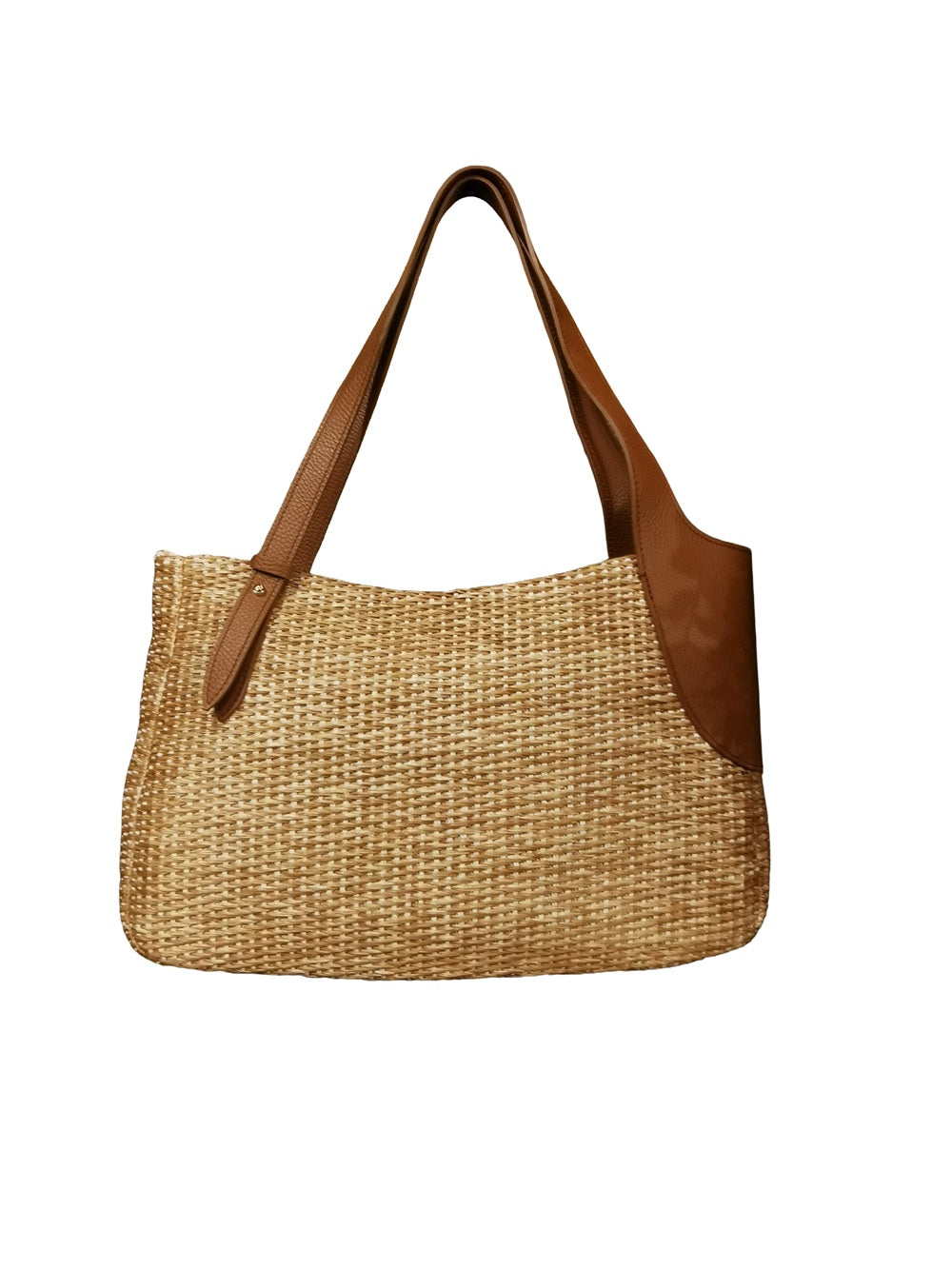 Borsa grande con due manici in pelle e rafia Bruno Rossi PA257 Corda