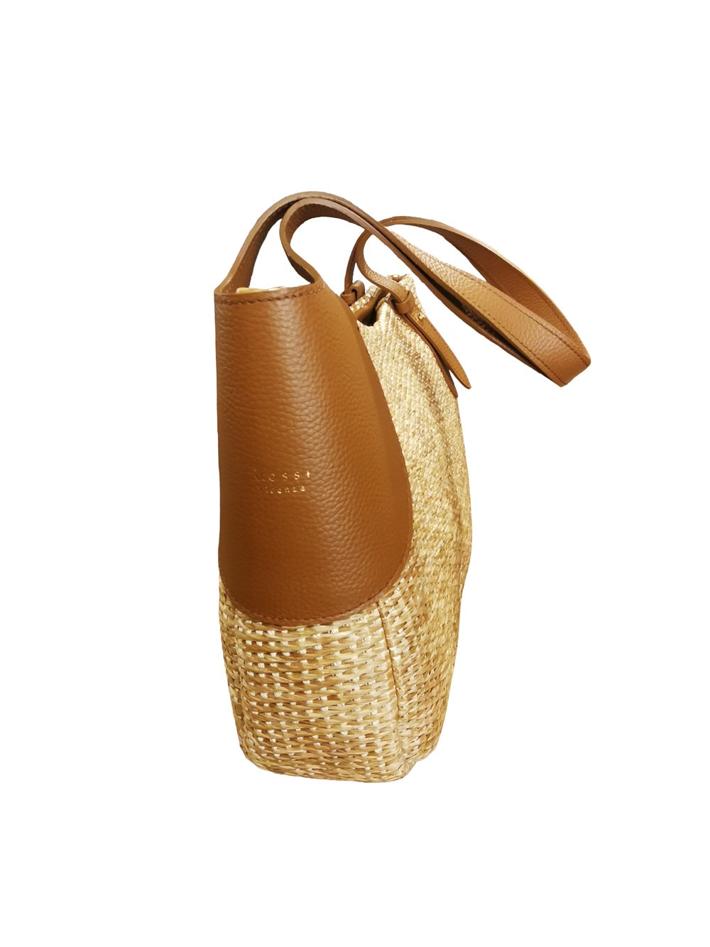 Borsa grande con due manici in pelle e rafia Bruno Rossi PA257 Corda