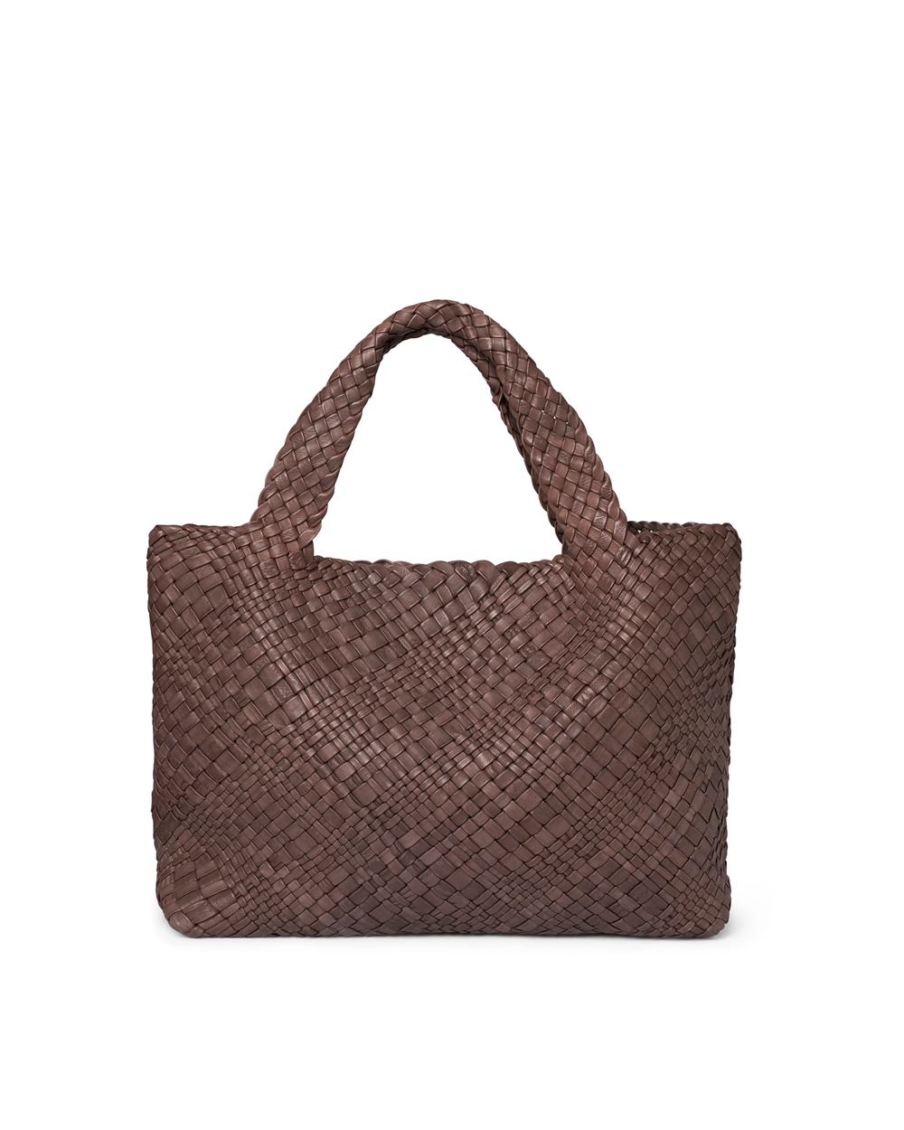 Borsa grande intrecciata in pelle Visonà 20317 Testa di moro