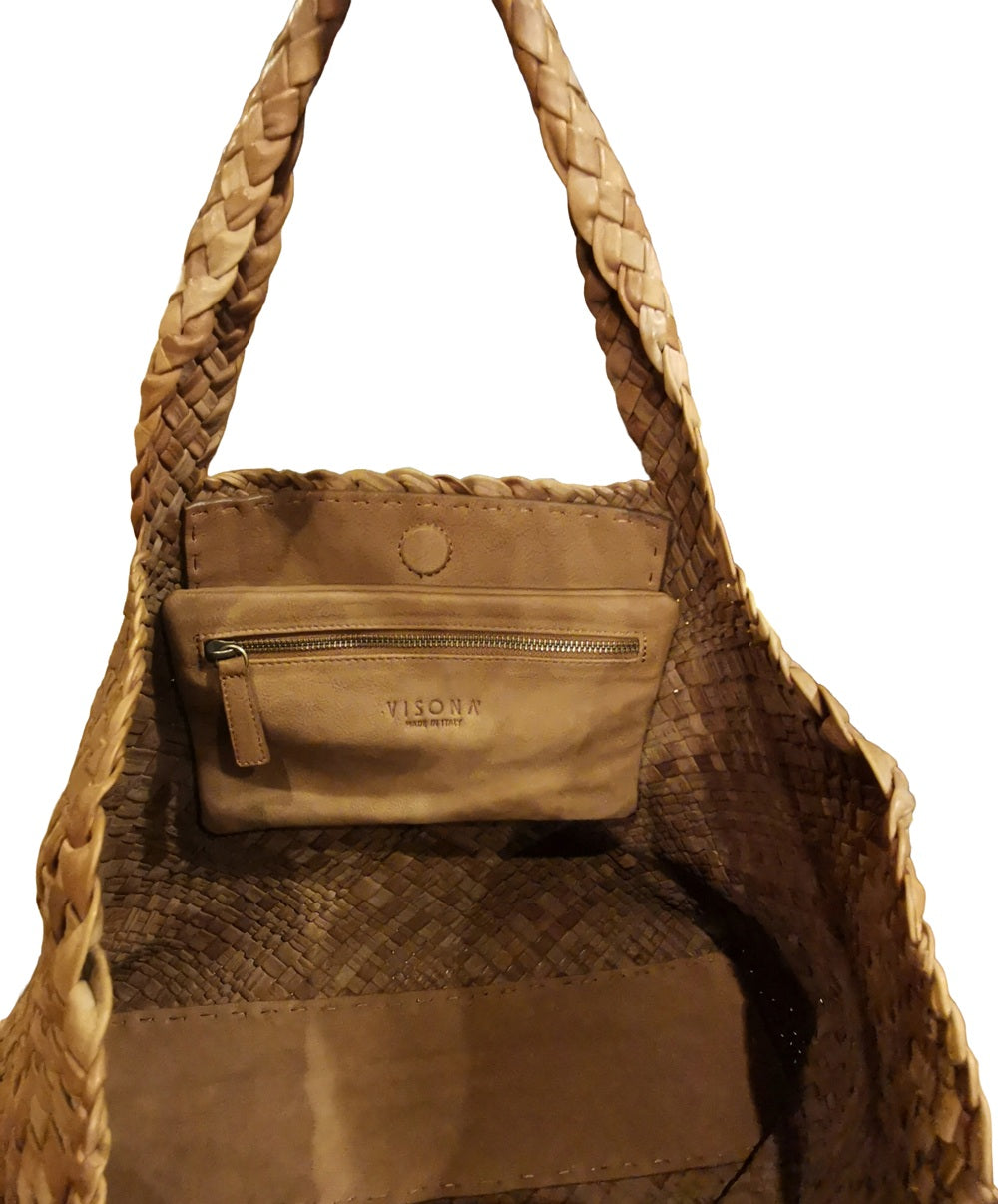 Large Woven Bag Visonà DREAM 20291 Cognac