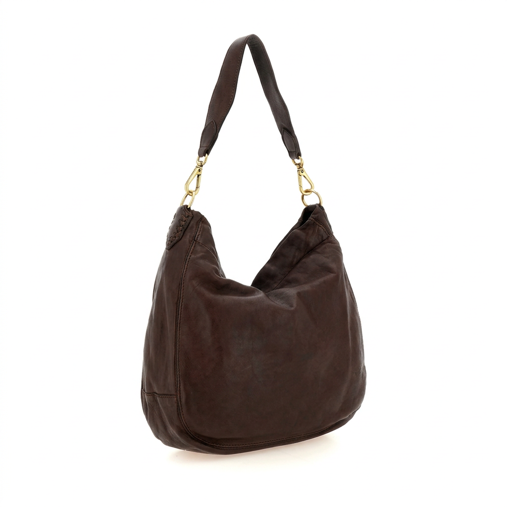 "OTTAVIA" leather shoulder bag with crossbody strap Campomaggi C044080ND-X0597 dark brown