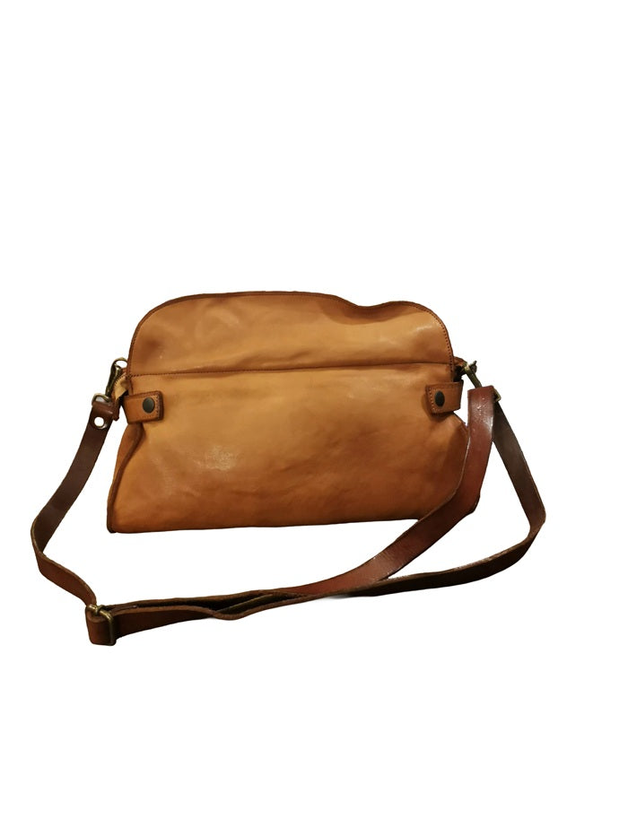 Borsa in pelle con doppi manici e tracolla Pelletteria Allegrini Filippo 1639 Cognac