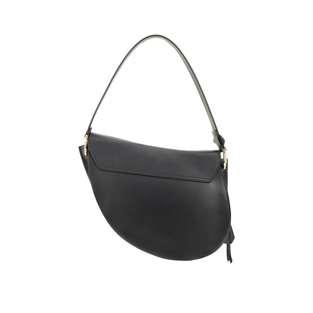 Borsa a sella in pelle con doppia tracolla Boldrini 07321 nero