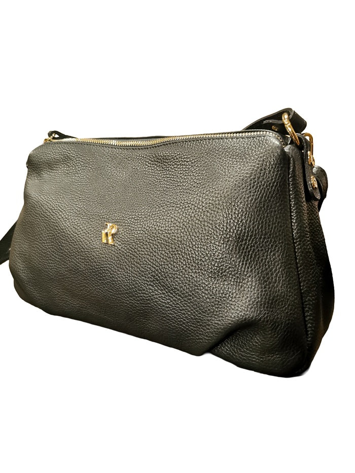 Borsa in pelle con doppia tracolla Bruno Rossi ML176 Blu