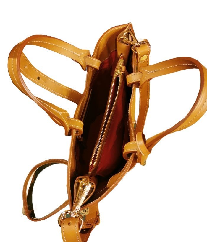 Borsa in pelle con doppio manici Boldrini 07508 Naturale - Pelletteria Allegrini