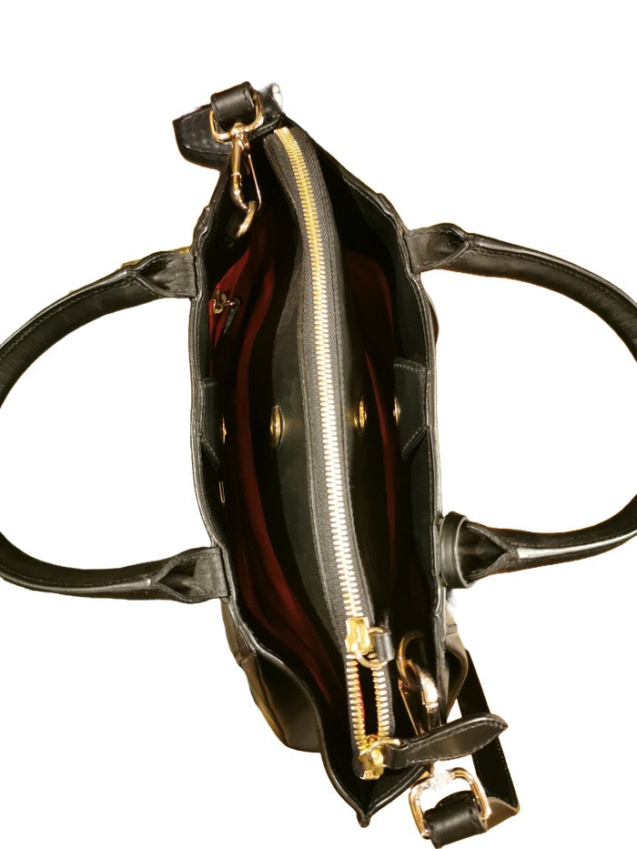 Borsa in pelle con manici e tracolla Boldrini 07296 Nero