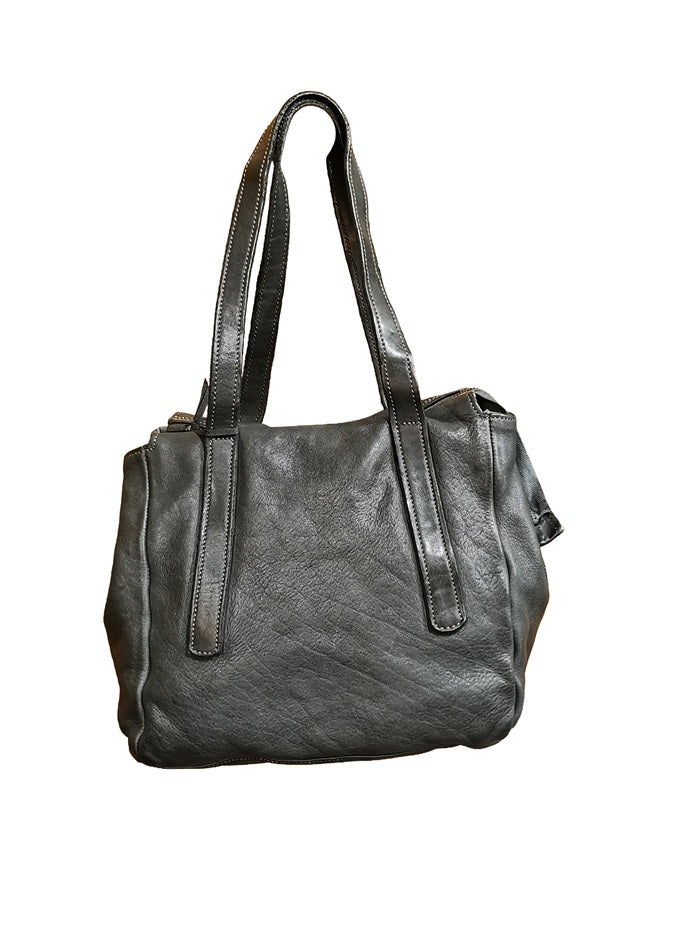 Borsa in pelle con manici e tracolla Pelletteria Allegrini Filippo 1646 Nero