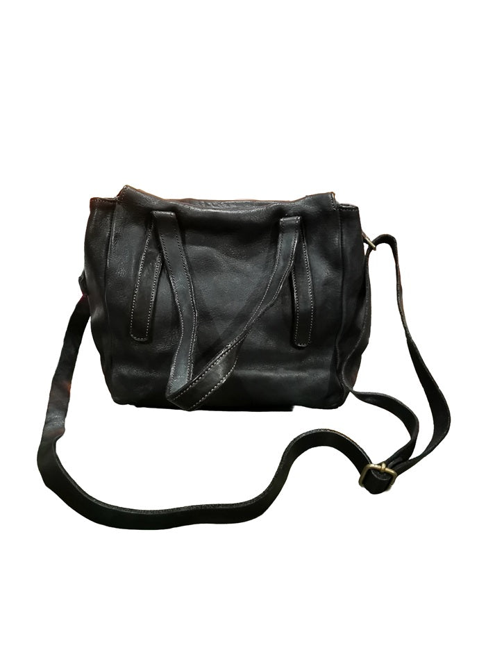 Borsa in pelle con manici e tracolla Pelletteria Allegrini Filippo 1646 Nero