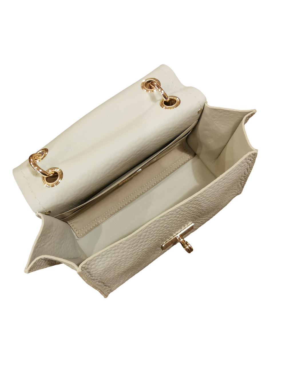 Borsa in pelle con manico bamboo Visonà 20149 beige
