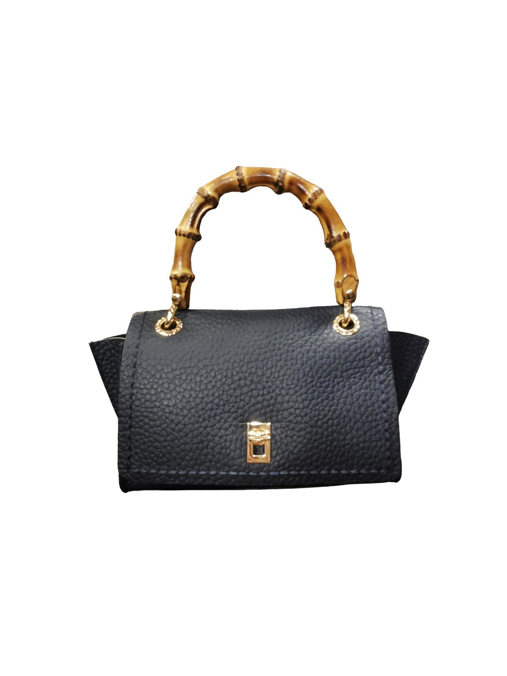 Borsa in pelle con manico bamboo Visonà 20149 pacifico