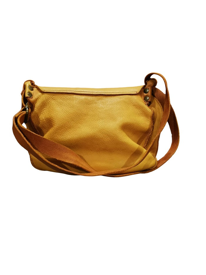 Borsa in pelle con patta e borchie Pelletteria Allegrini Filippo 1647 Giallo