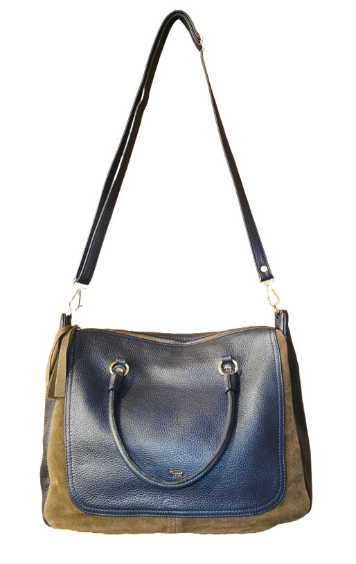 Leather and Suede Bag Bruno Rossi C26/G Ocean/Coffee