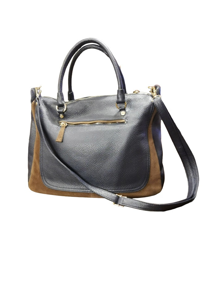 Leather and Suede Bag Bruno Rossi C26/G Ocean/Coffee