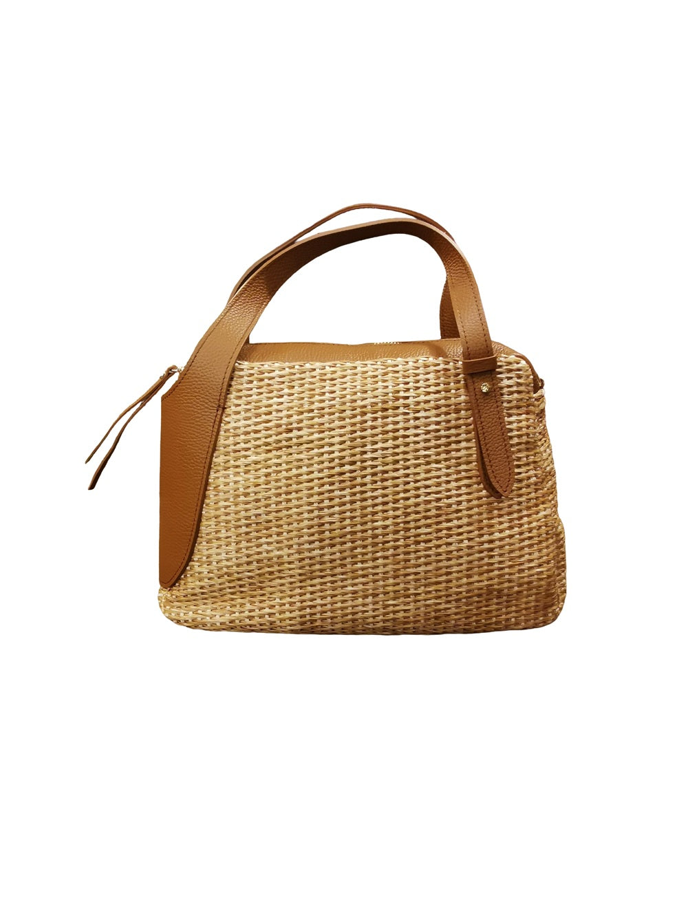 Borsa in pelle e rafia con manici e tracolla Bruno Rossi PA256 Corda