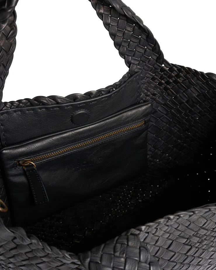 Woven leather bag Visonà 20316 Black