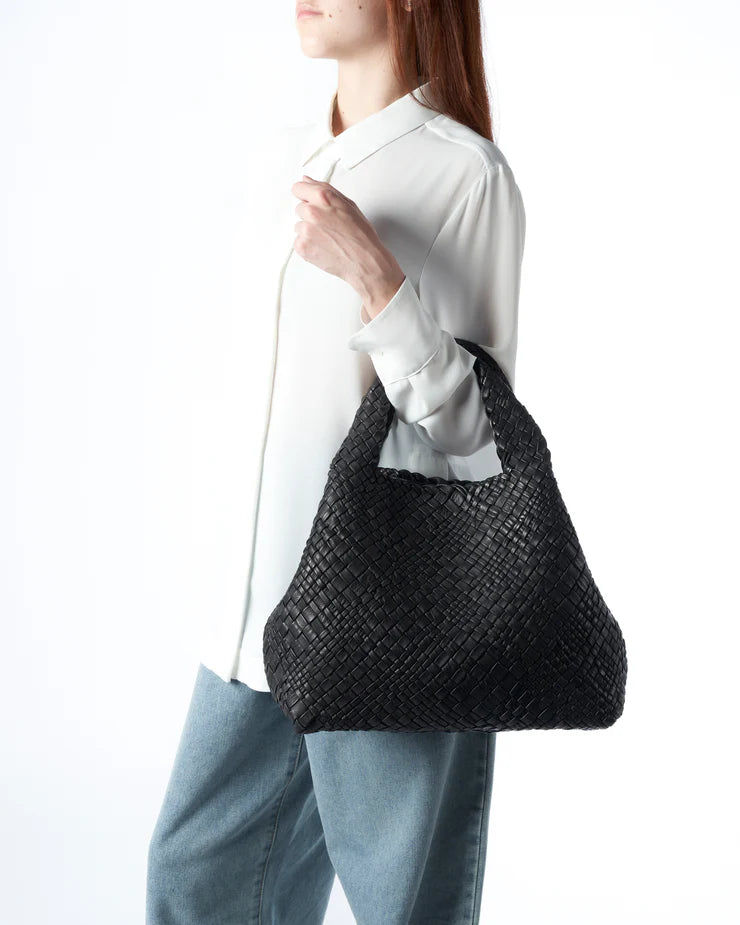Woven leather bag Visonà 20316 Black