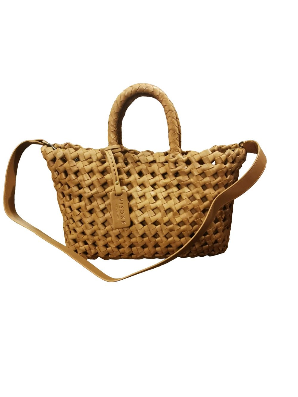 Borsa in pelle intrecciata Visonà 26455 cuoio - Pelletteria Allegrini