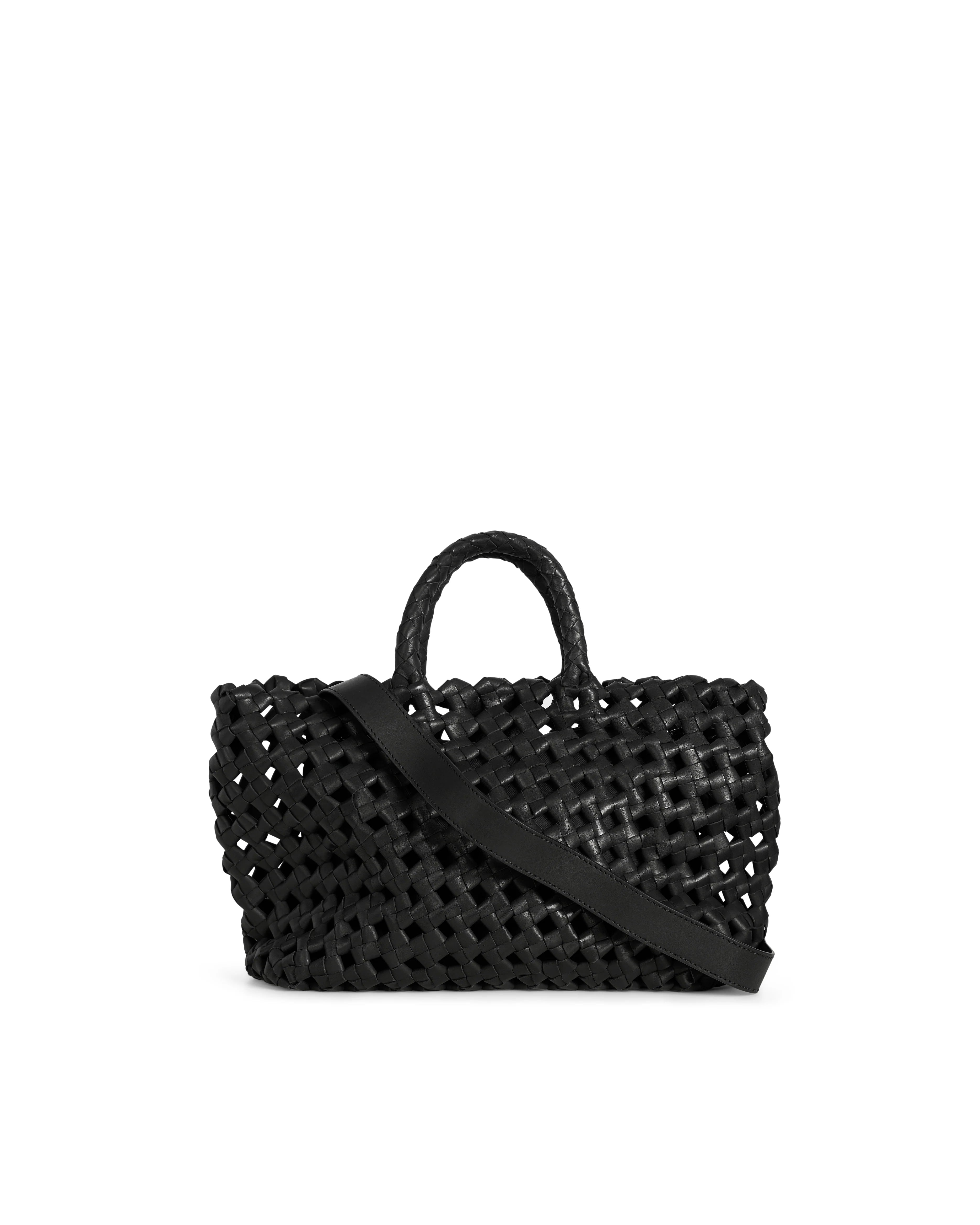 Borsa in pelle intrecciata Visonà 26455 nero