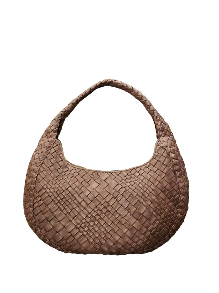 Woven Leather Bag Visonà ESMERALDA 20301 Dark Brown