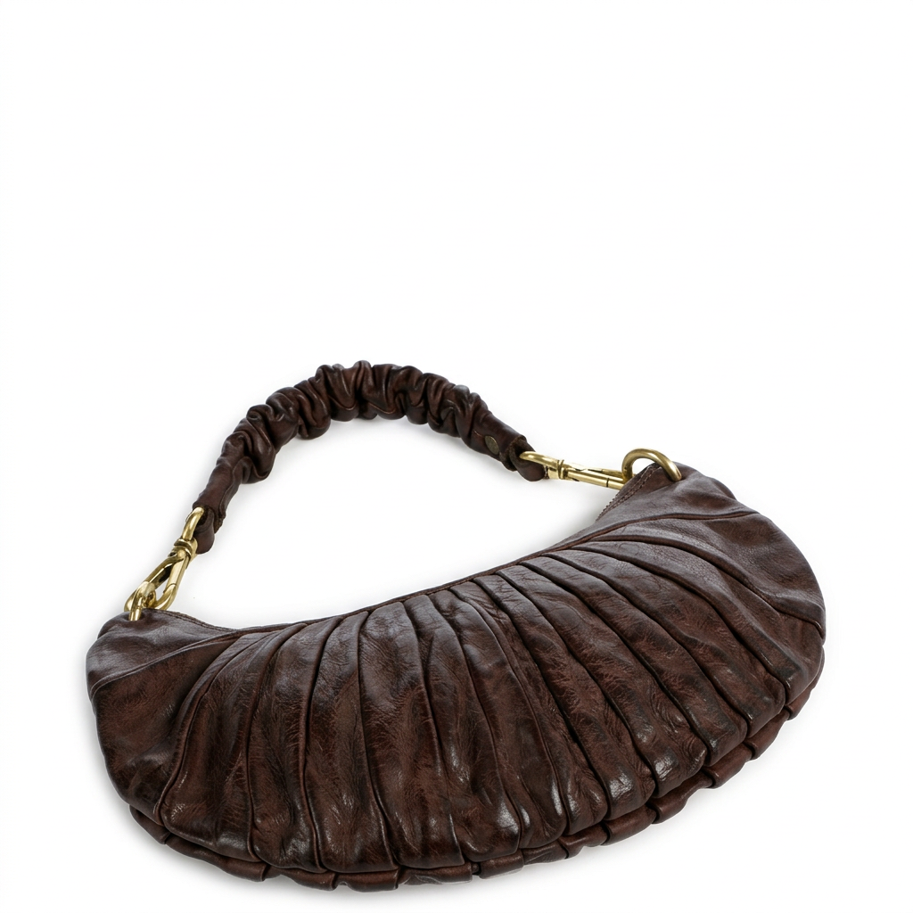 Half-moon handbag WITH SHOULDER STRAP size XS in Campomaggi leather C044070ND X3176 DARK BROWN