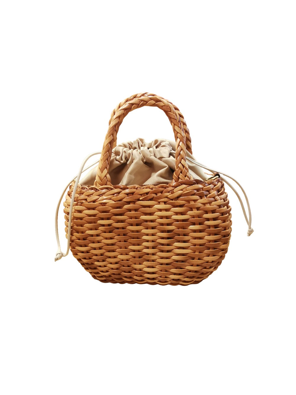 Borsa media con doppi manici in pelle intrecciata Bruno Rossi T3 Cuoio