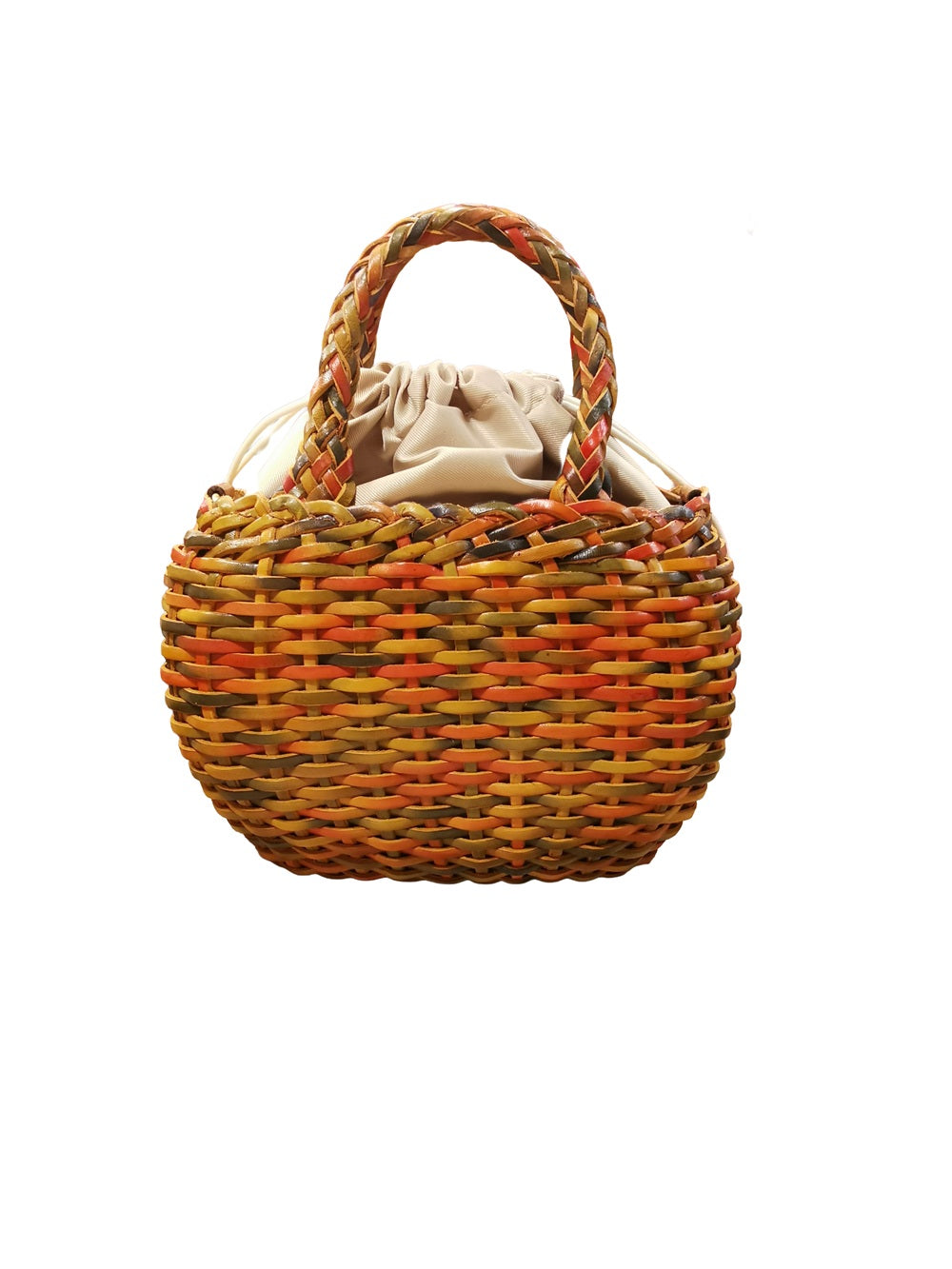 Borsa media con doppi manici in pelle intrecciata Bruno Rossi T3 Multicolor