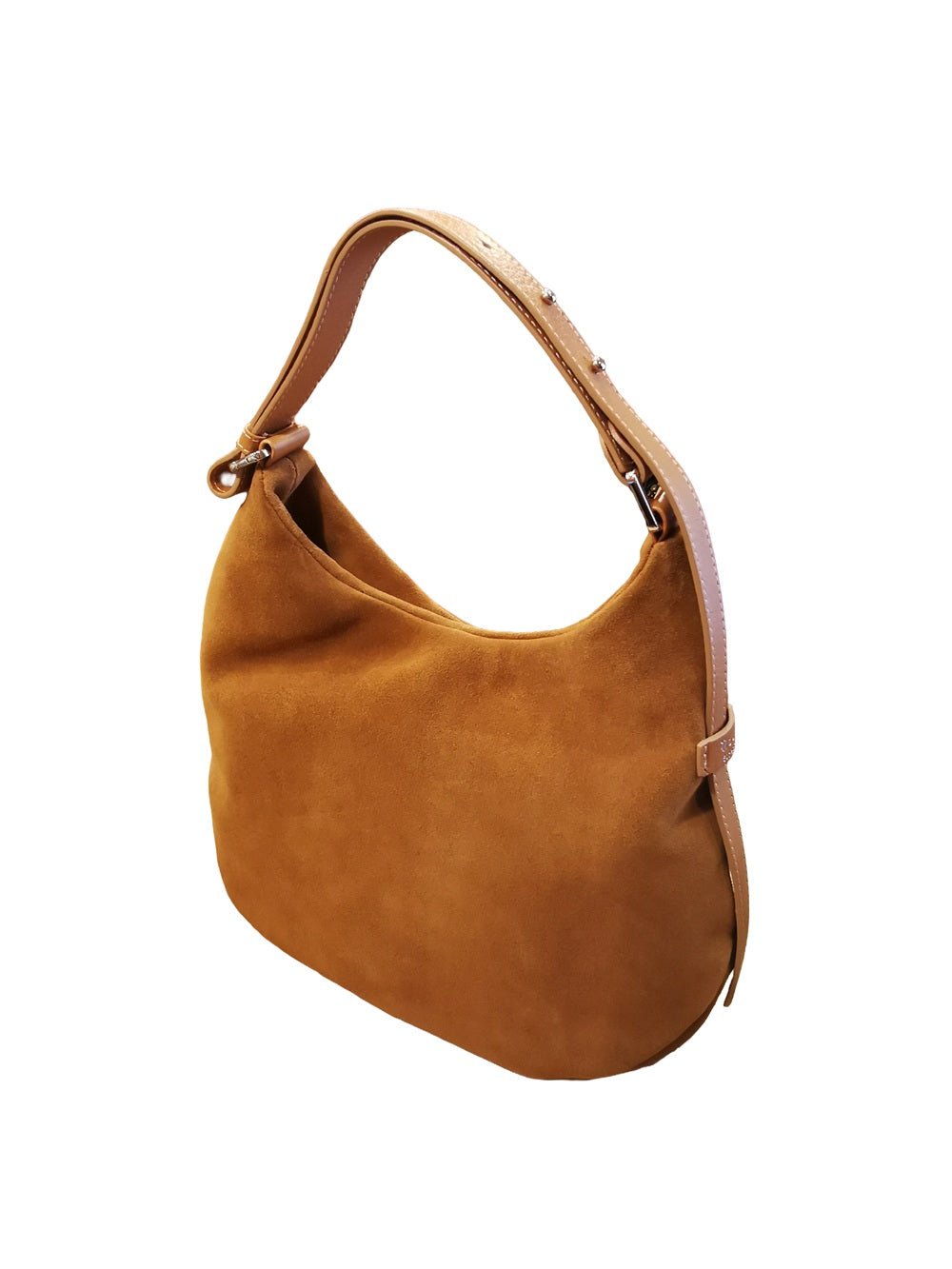 Borsa media in pelle scamosciata Bruno Rossi C248/P Cuoio - Pelletteria Allegrini