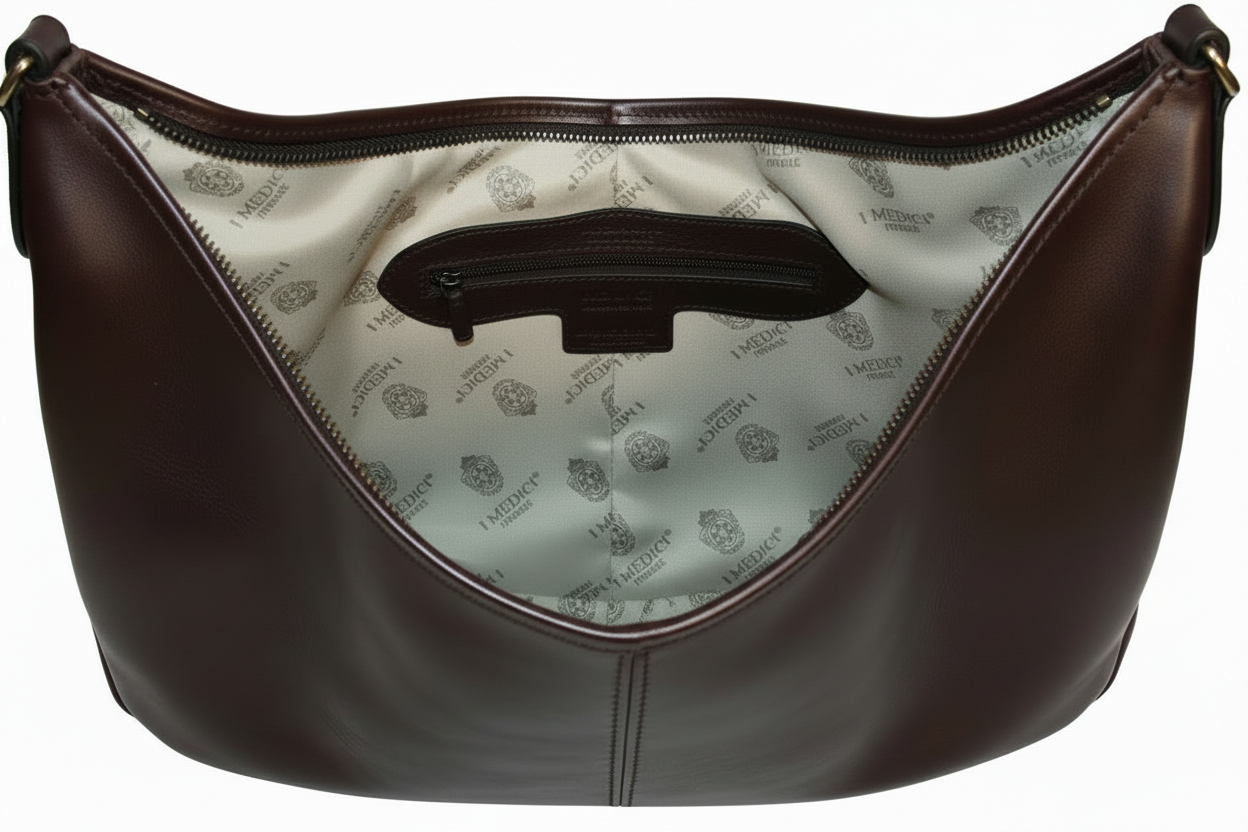 Borsa a mezza luna in pelle I Medici 63/2300 testa di moro