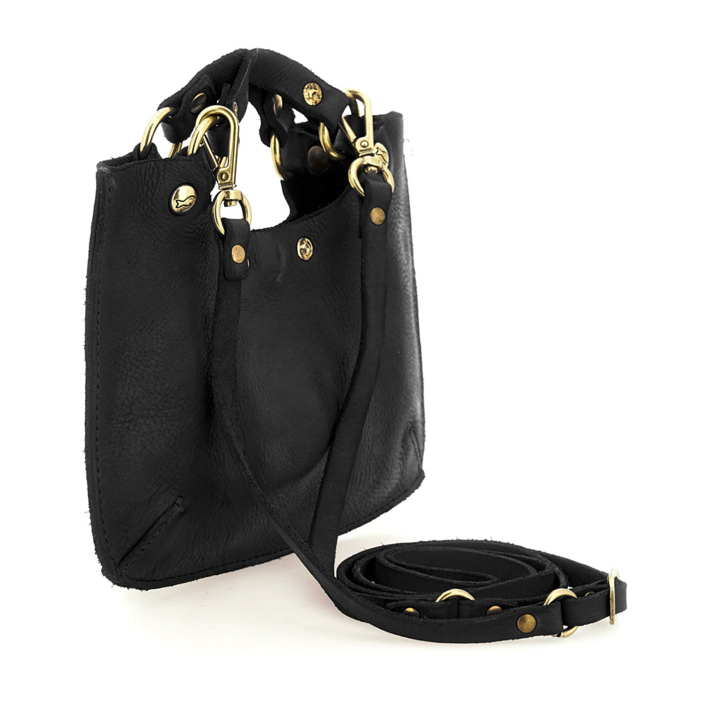 Borsa piccola a tracolla in pelle con cuore Campomaggi C034580ND-X3140 Nero