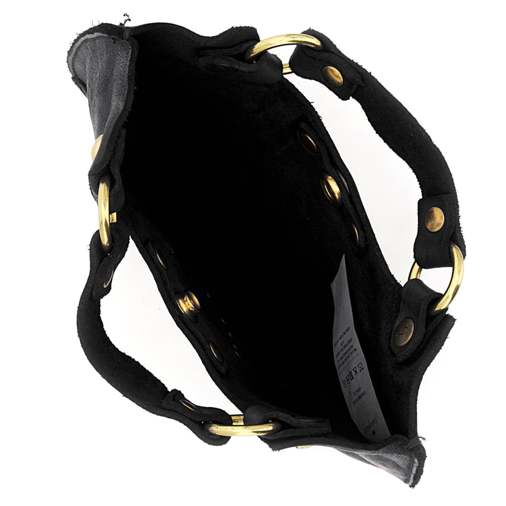 Borsa piccola a tracolla in pelle con cuore Campomaggi C034580ND-X3140 Nero