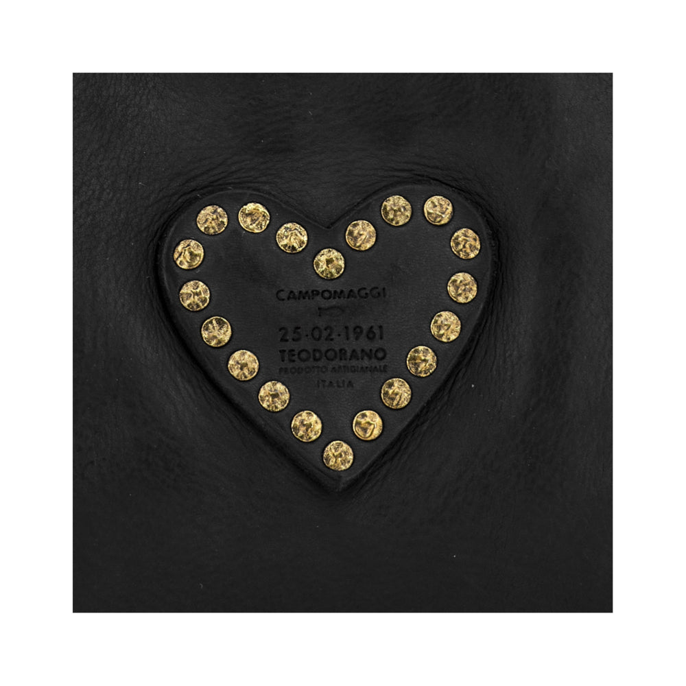 Borsa piccola a tracolla in pelle con cuore Campomaggi C034580ND-X3140 Nero