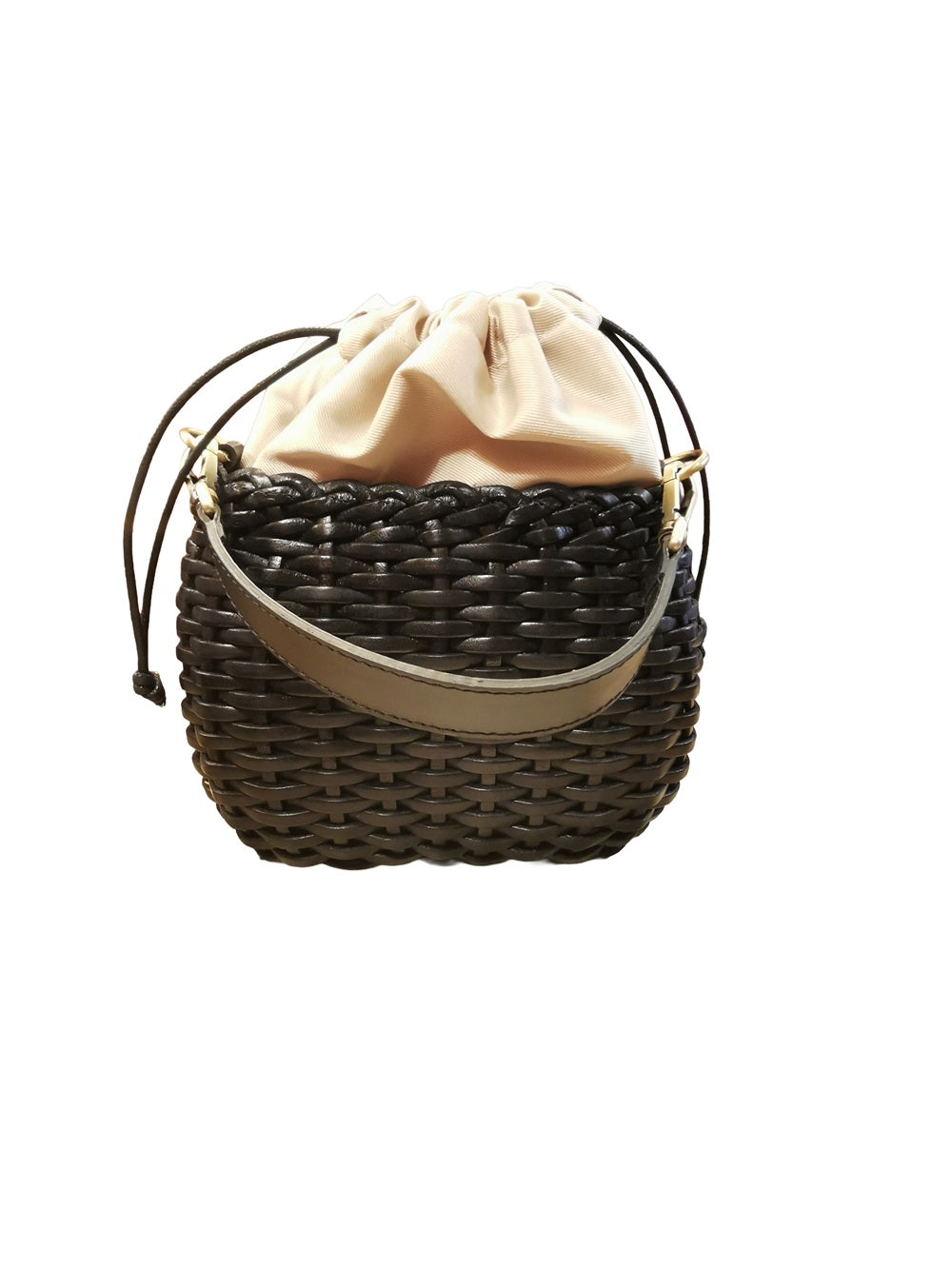 Borsa piccola in pelle intrecciata Bruno Rossi T1 Nero