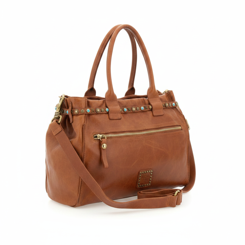 Borsa Rossella con tracolla in pelle Campomaggi C041020ND X3159 cognac