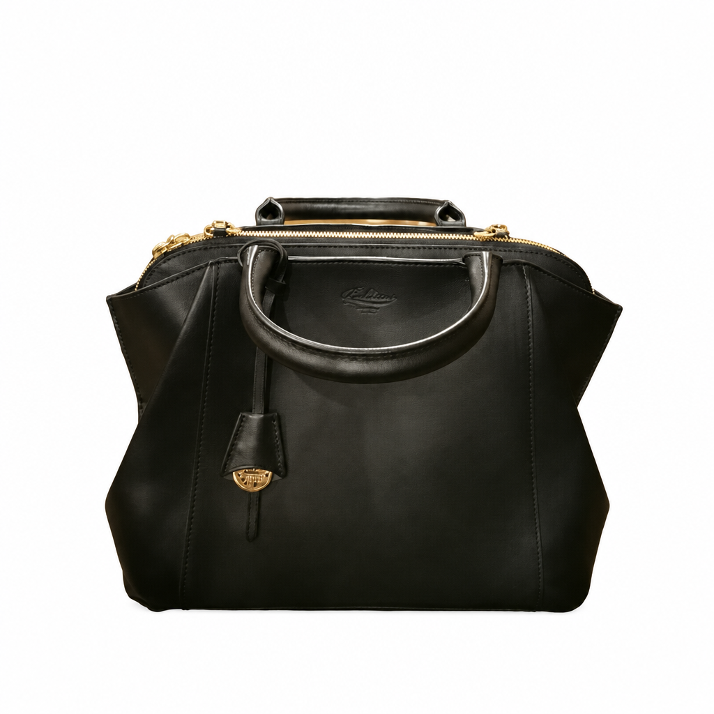 Leather Bag with Handles and Shoulder Strap Boldrini 07296 Black