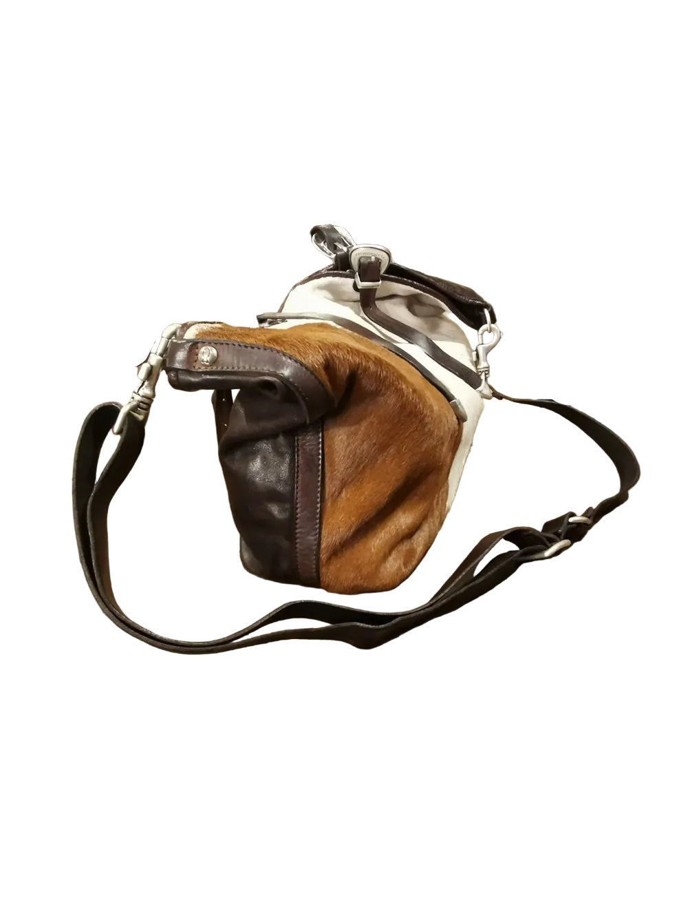 Campomaggi C022520ND-X2585 Shopper Bag in Leather and Hair-On Cowhide - Dark Brown