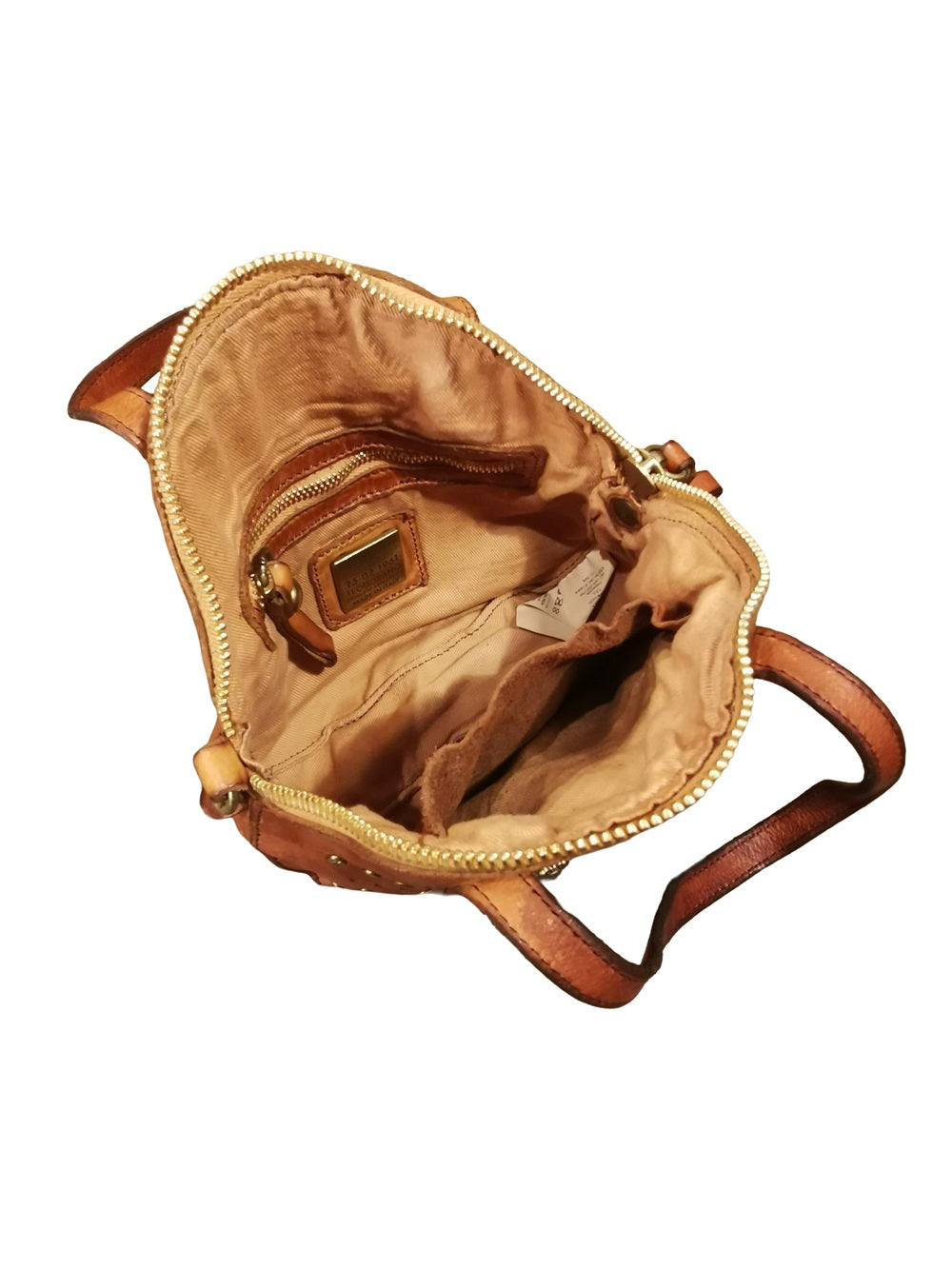 Borsa tonda con medaglie e borchie Campomaggi C016140ND-X3136 Cognac