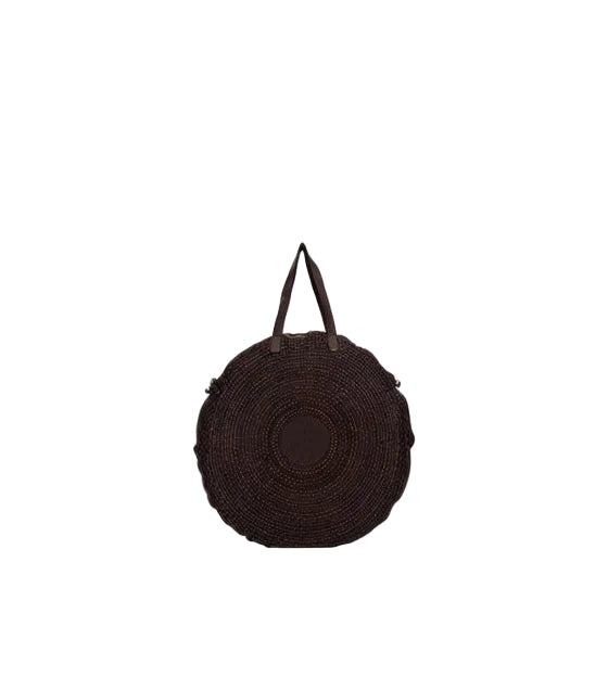 Leather woven round bag Campomaggi C015370ND X0431 dark brown