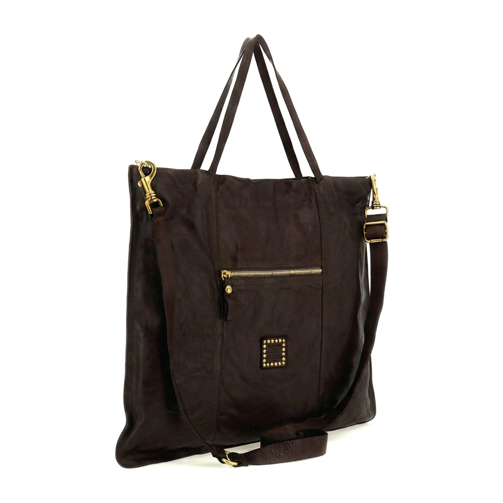 EUGENIA FLAT ONE-SHOULDER BAG in Campomaggia leather C043650ND X0001 dark brown