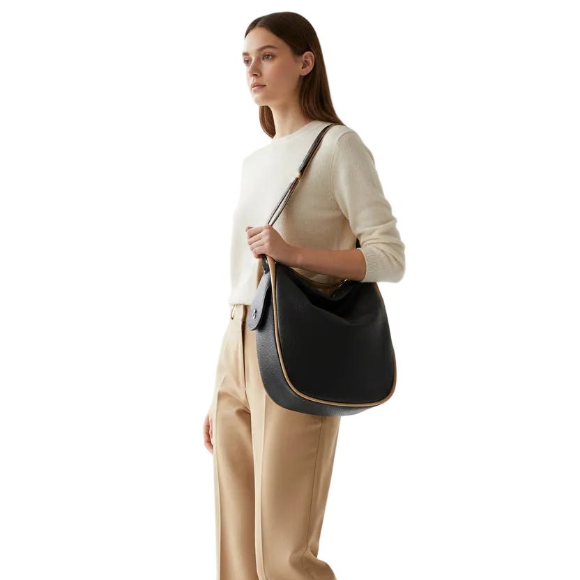 Borsa/zaino grande Bruno Rossi MLX14 Nero/Biscotto - Pelletteria Allegrini