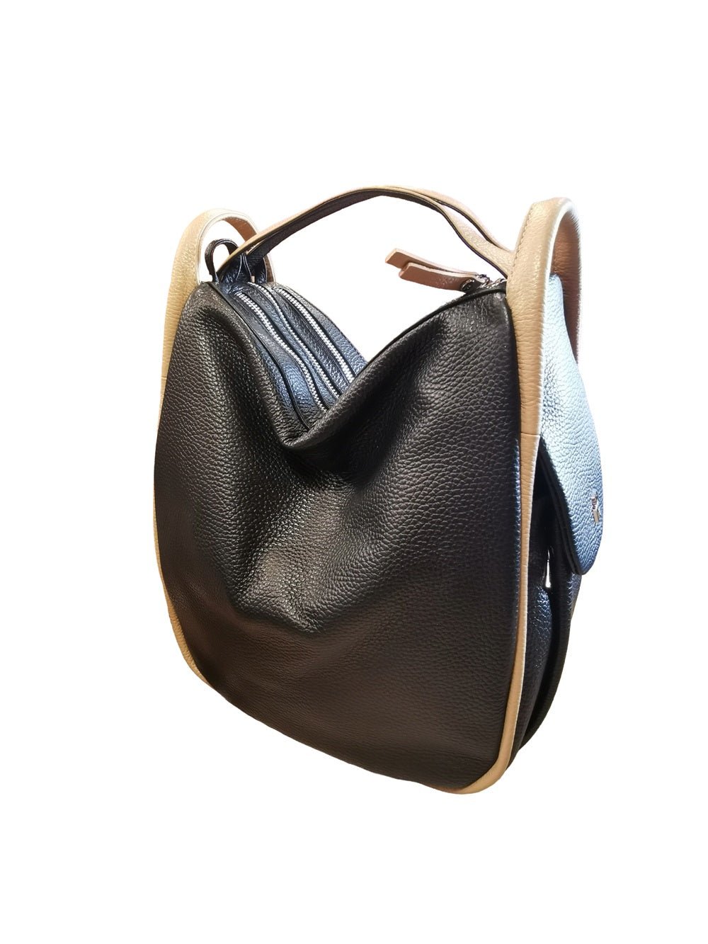 Borsa/zaino grande Bruno Rossi MLX14 Nero/Biscotto - Pelletteria Allegrini