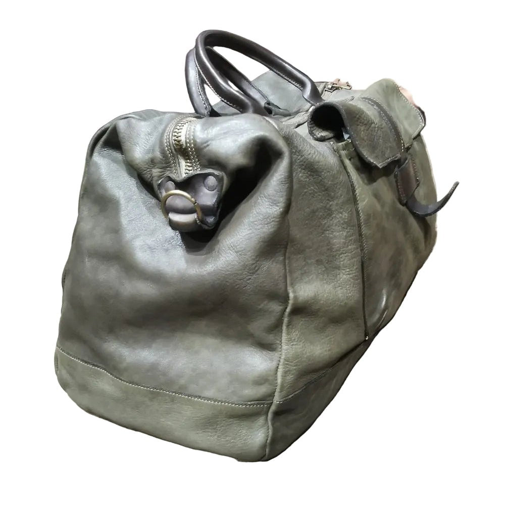 Borsone da viaggio in pelle Pelletteria Allegrini Filippo 1273 Verde Militare - Pelletteria Allegrini