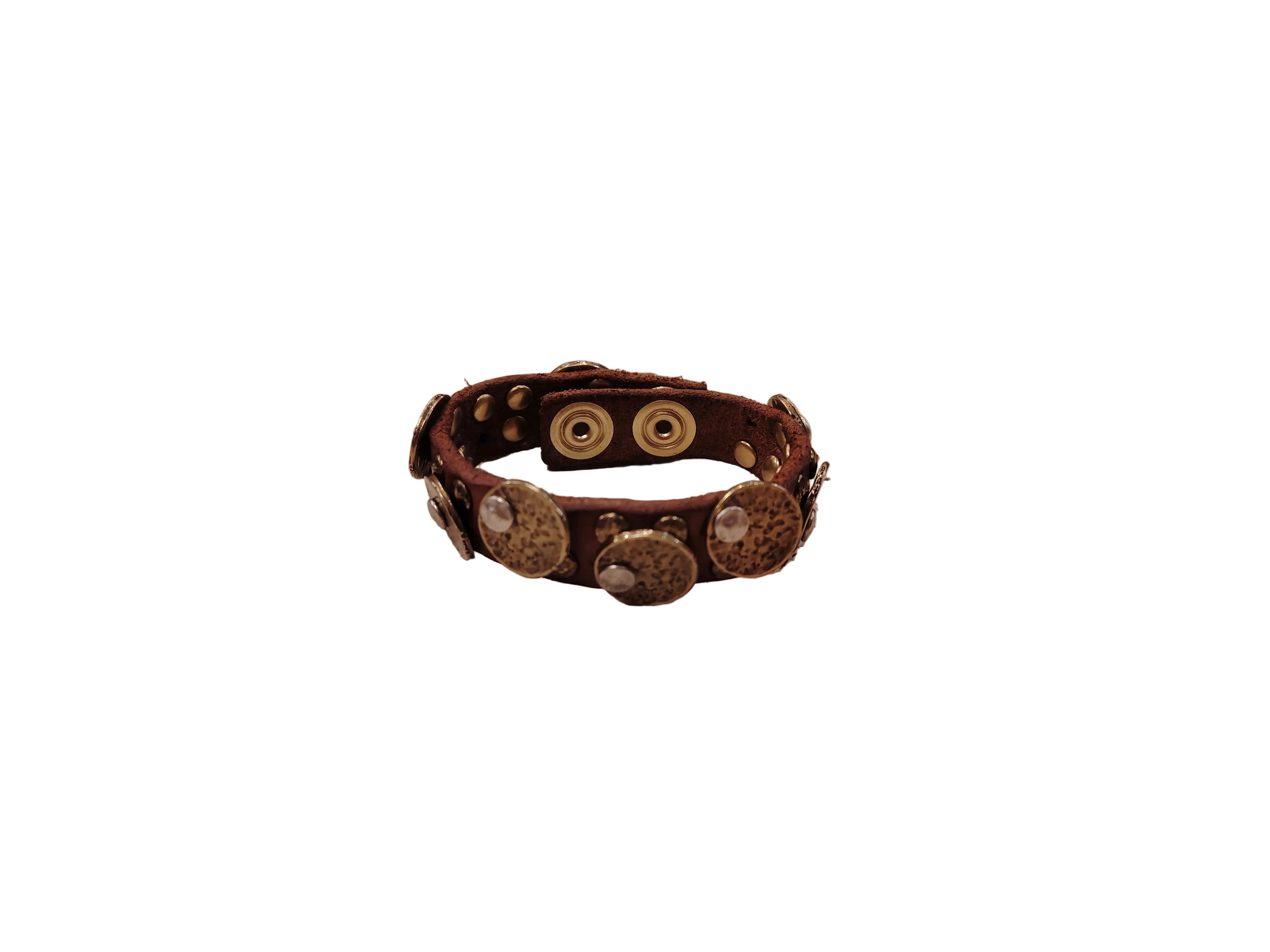 Bracciale in pelle con medaglie Campomaggi C024010ND X3010 Cognac