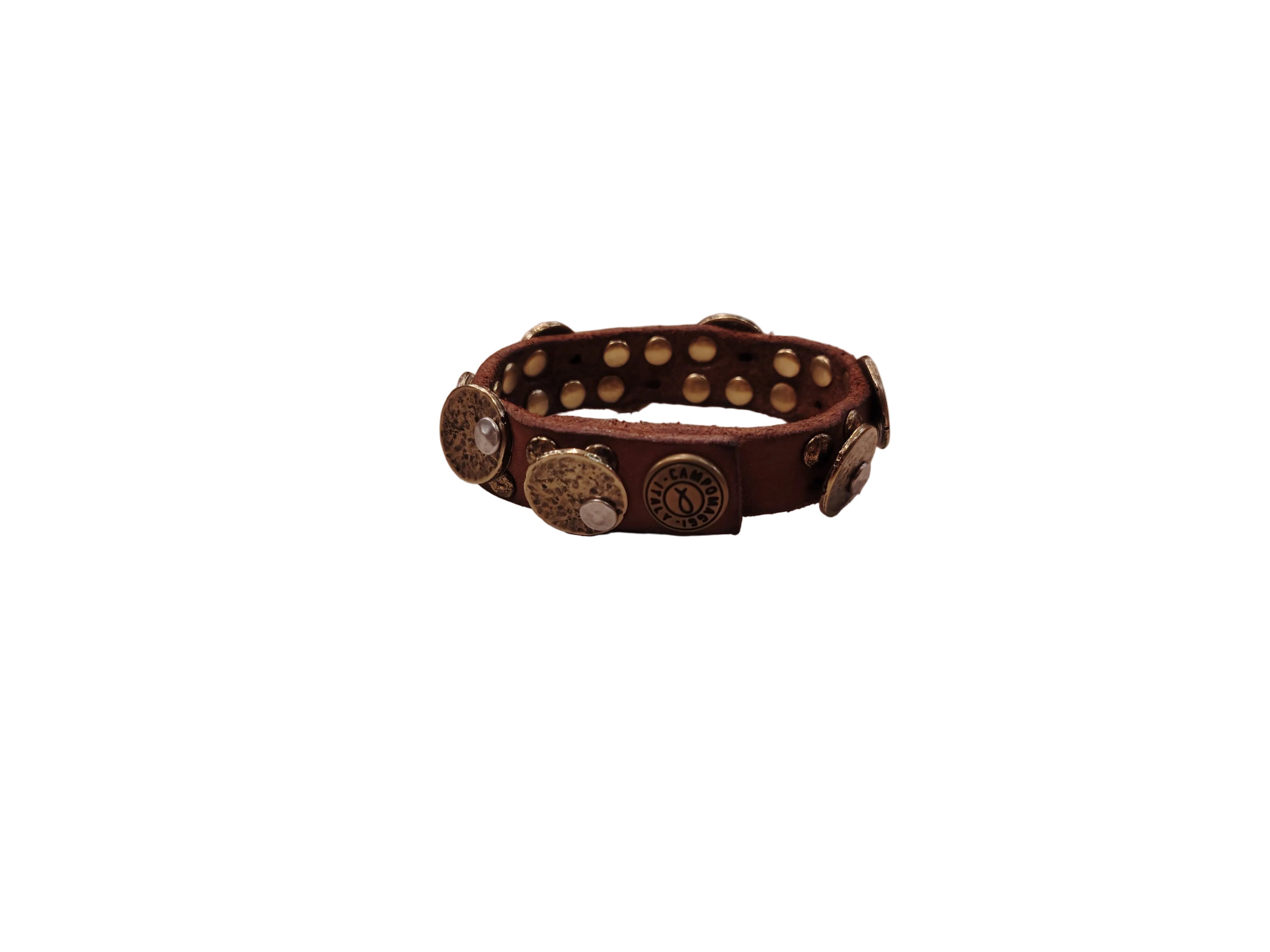 Bracciale in pelle con medaglie Campomaggi C024010ND X3010 Cognac