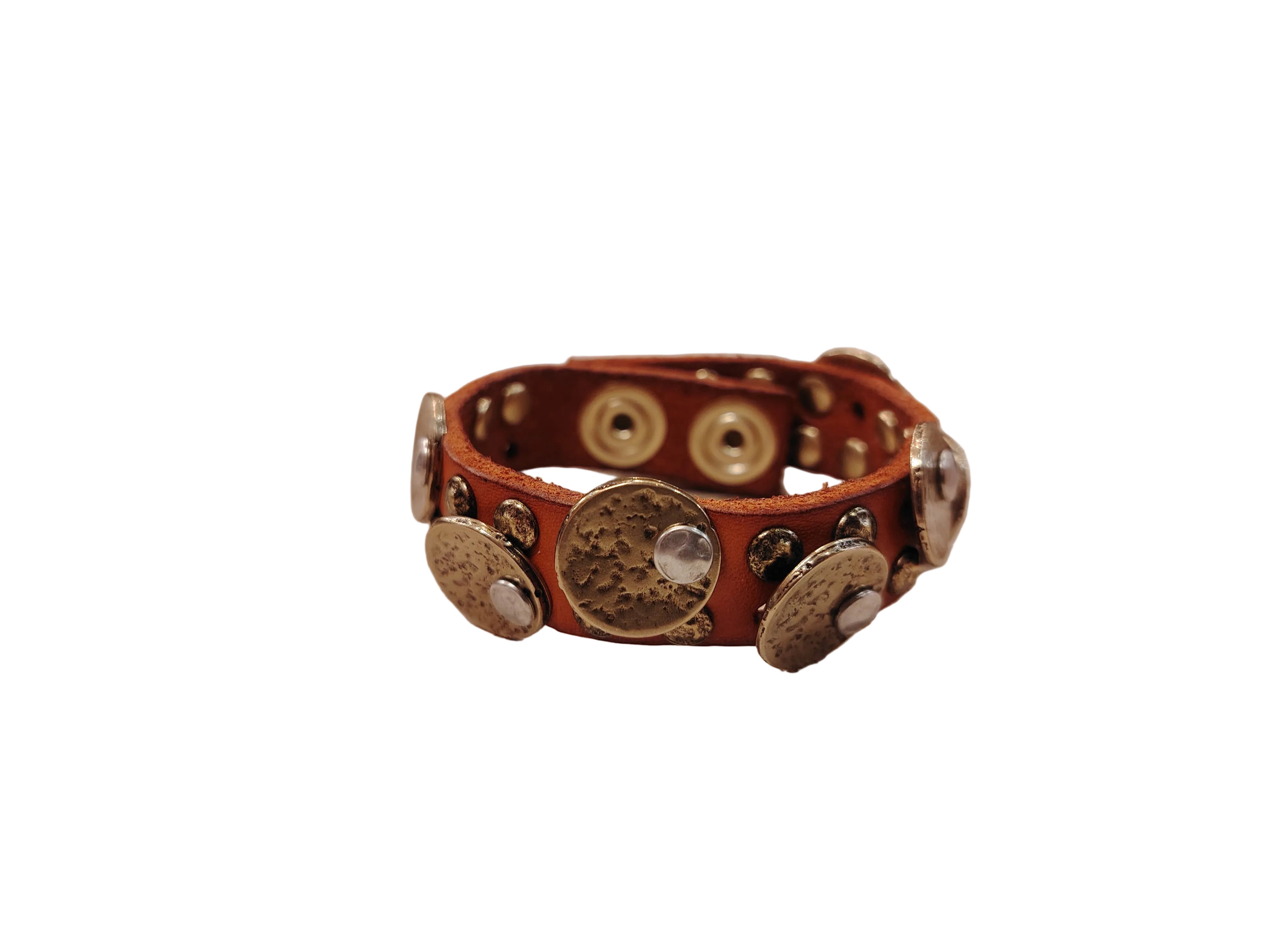 Bracciale in pelle con medaglie Campomaggi C024010ND X3010 Mattone