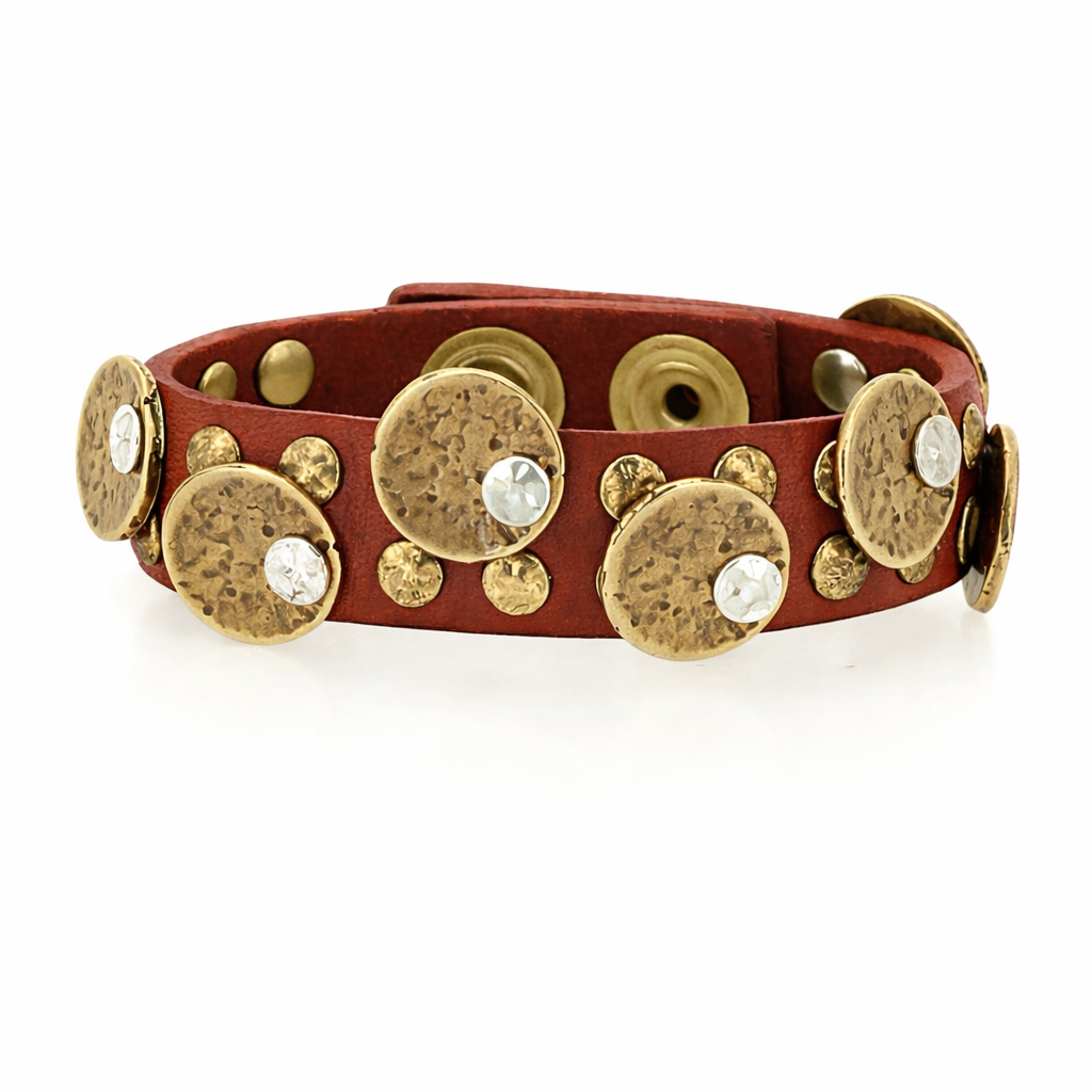 Bracciale in pelle con medaglie Campomaggi C024010ND X3010 Mattone