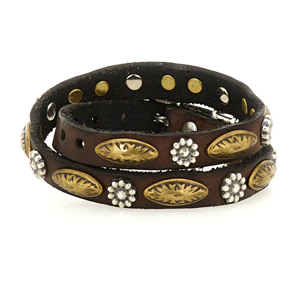 Bracciale in pelle doppio giro Campomaggi C002270ND X3014 Testa di moro