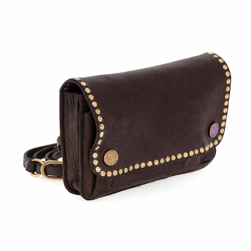 Bustina Kura con tracolla in pelle Campomaggi C040680ND X0007 grigio scuro