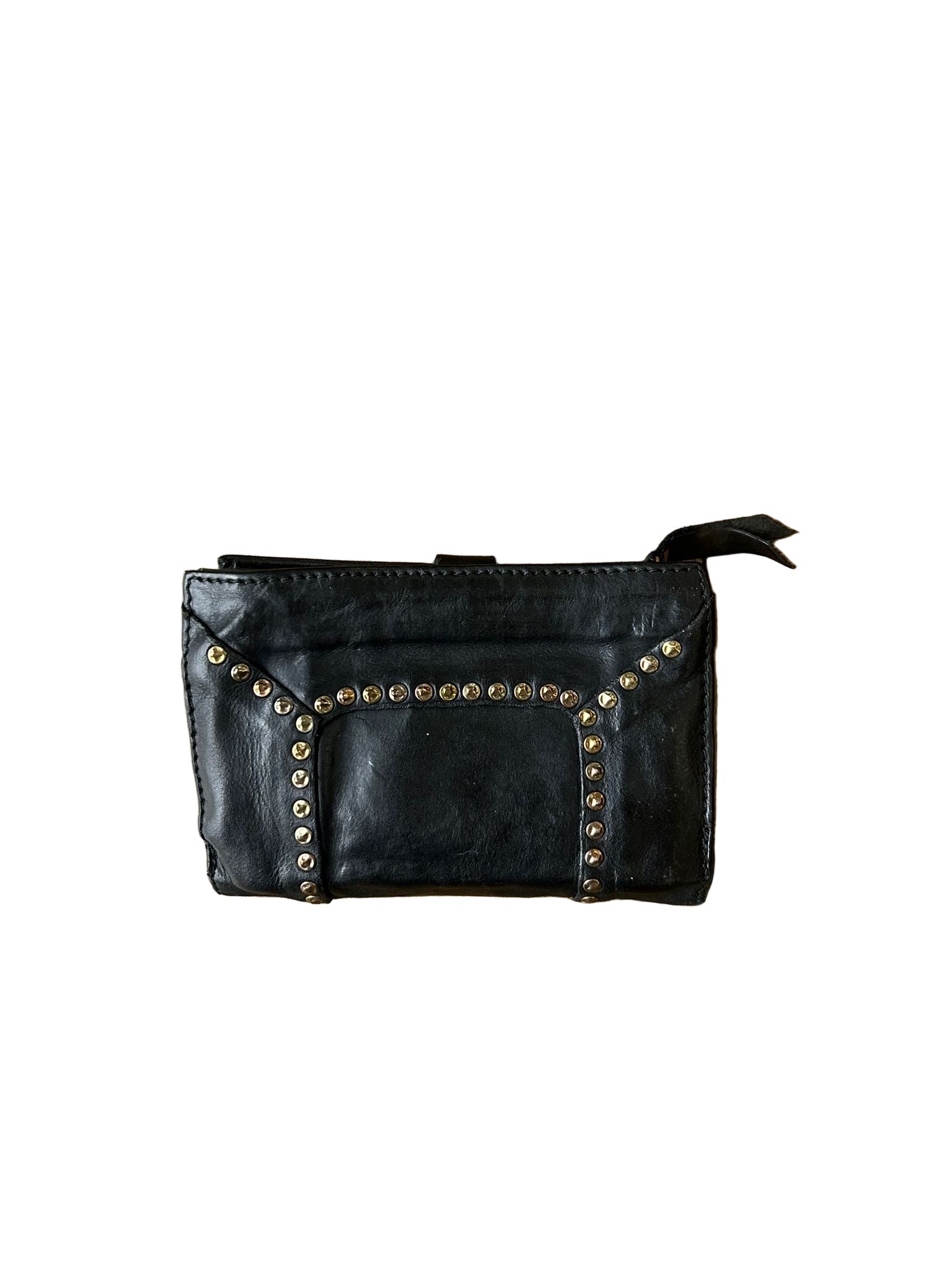 Portafoglio con rivetti in pelle Campomaggi C002050ND X0007 nero