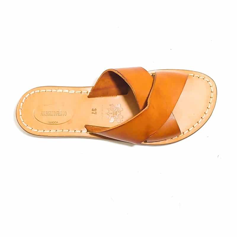 Ciabatta in cuoio con incrocio donna Pelletteria Allegrini Filippo 560D cuoio